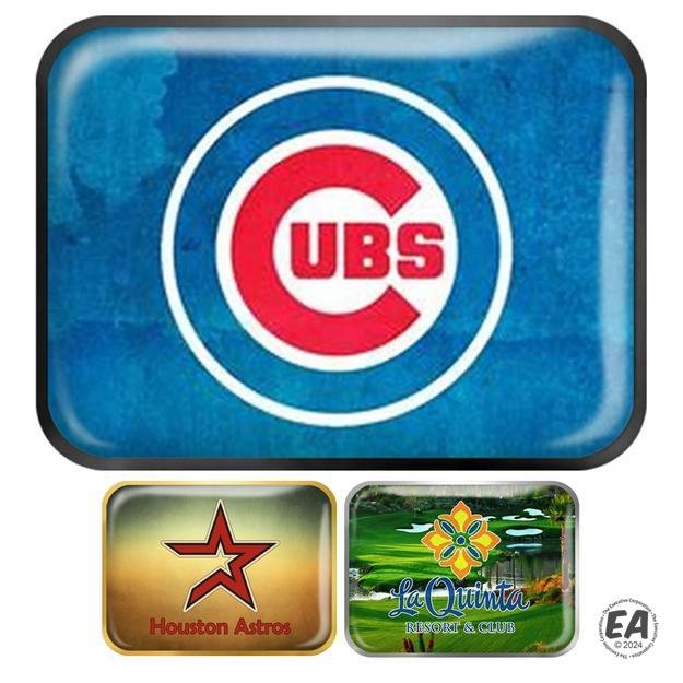 Full Color Epoxy Lapel Pins - Rectangle with Rounded Corners 1" x 0.75" - Quick Turn