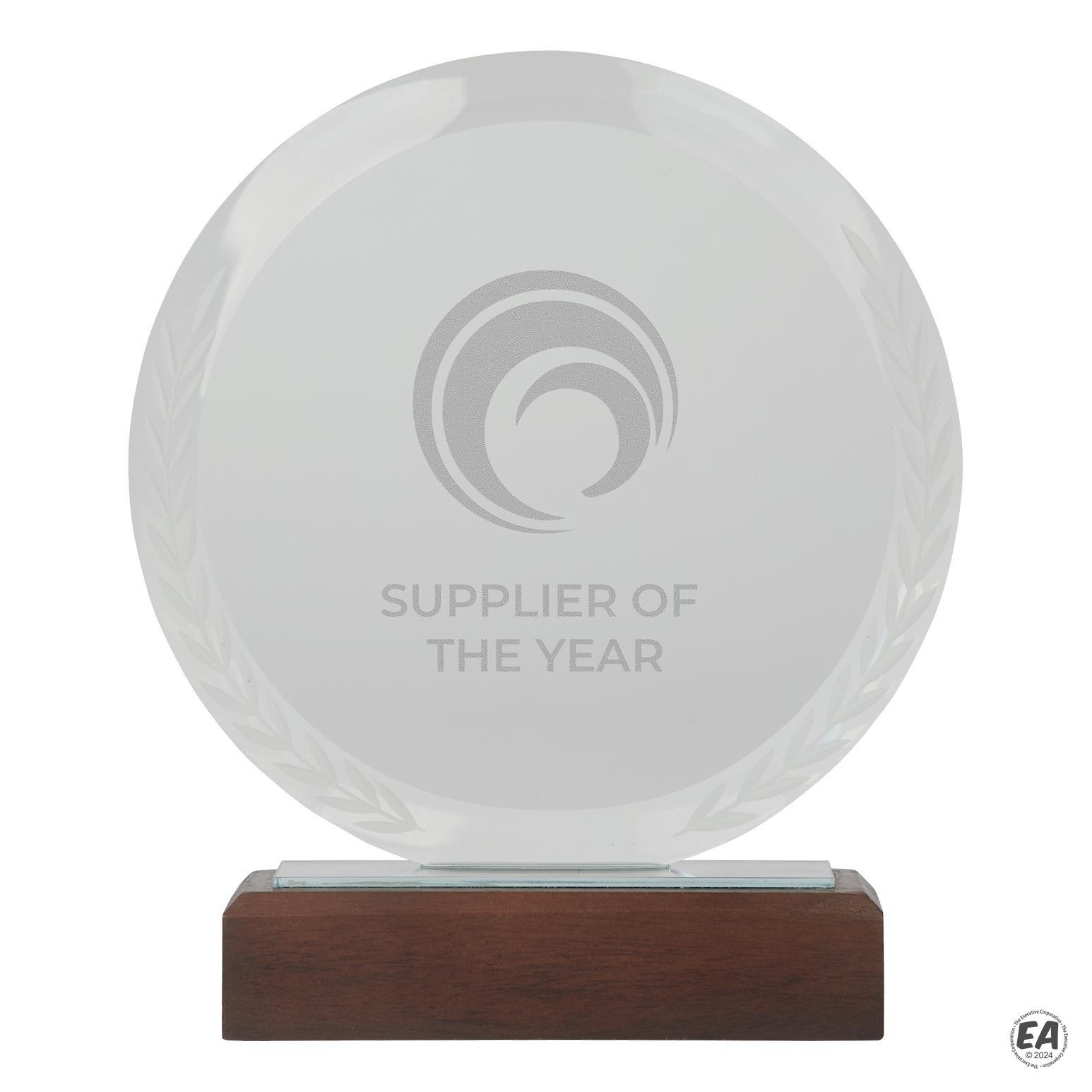 Redondo Crystal Award with Wood Base