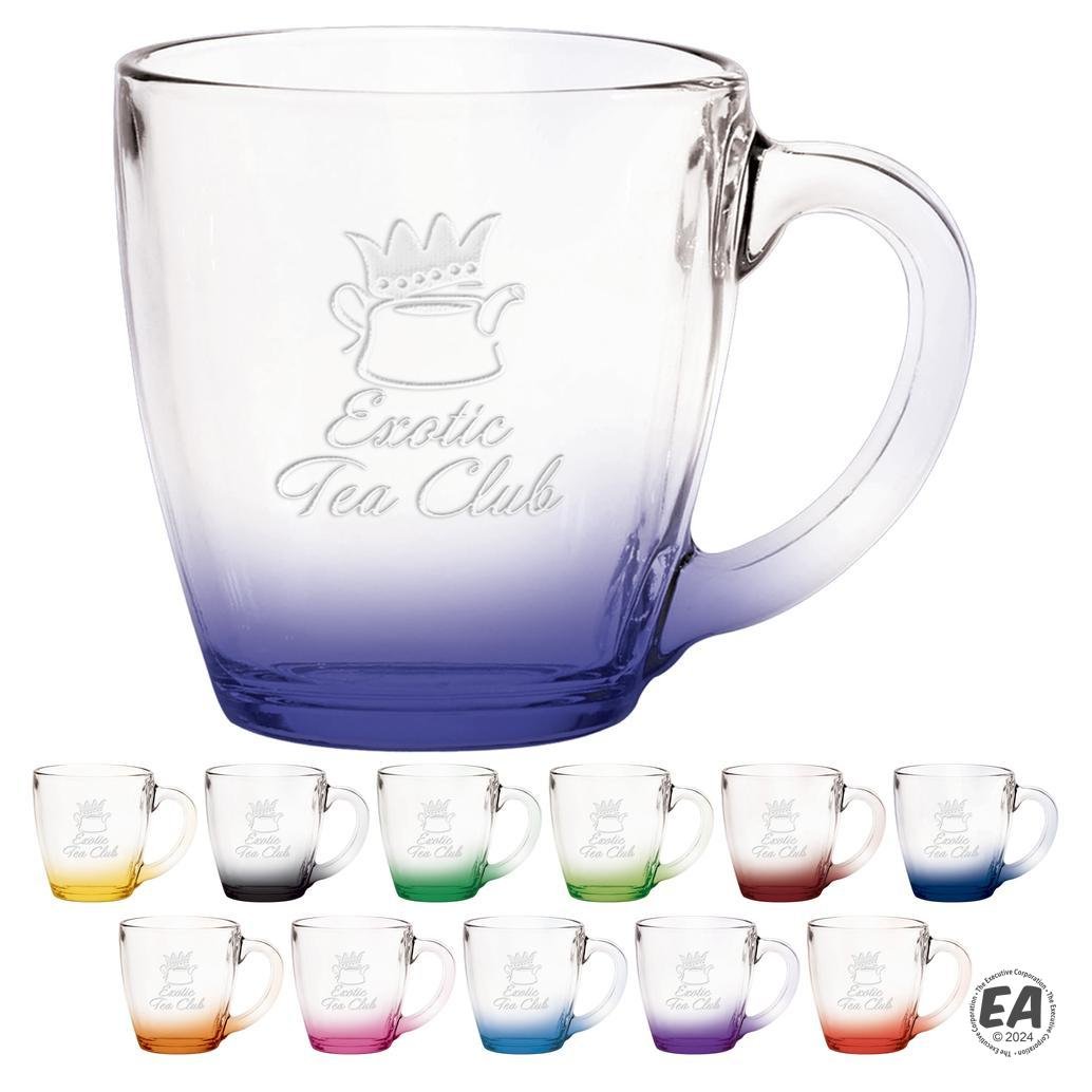 16 oz. Clear Glass Bistro Coffee Mug with Deep Etching with Bottom Spray