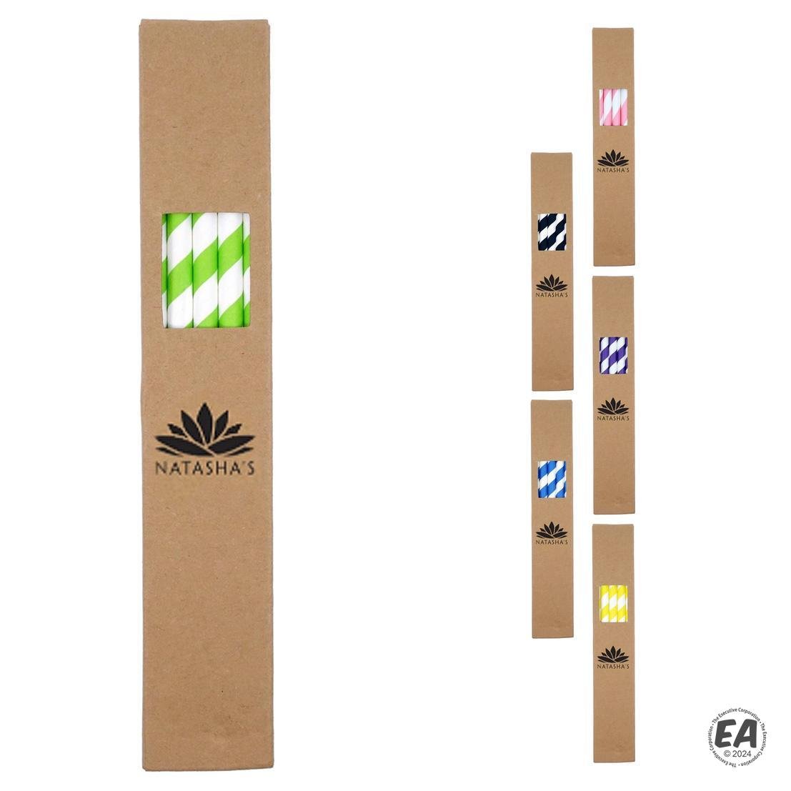 10 Pack Biodegradable Paper Straws in Paper Box (0.6 cm Diam)