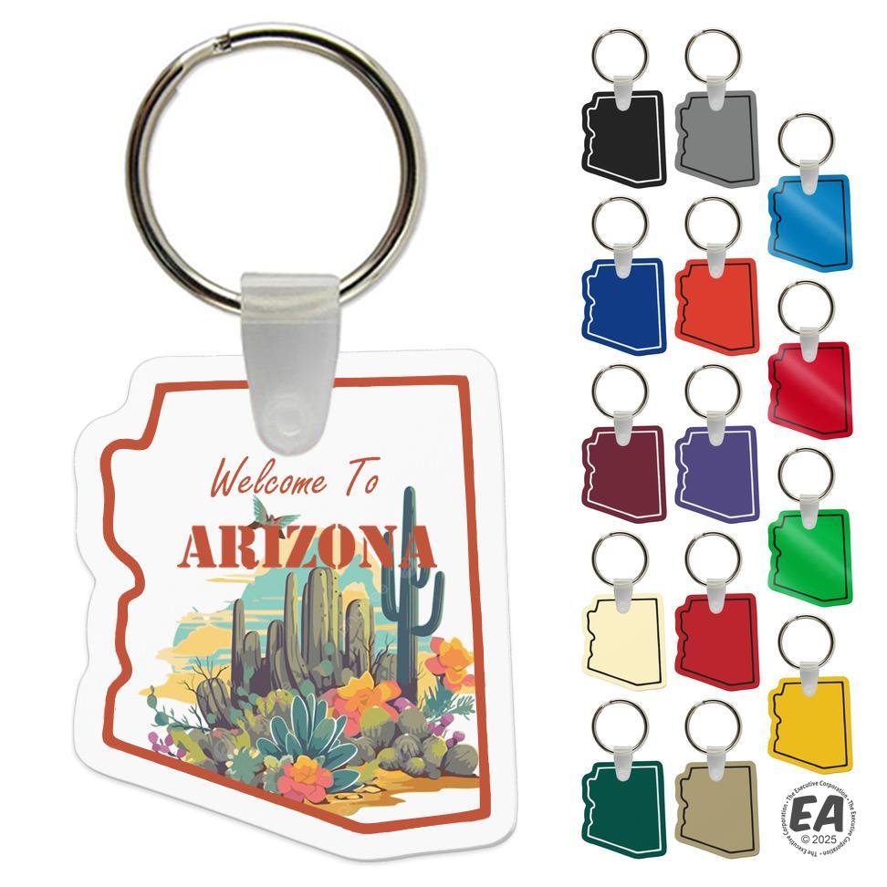Arizona (AZ) State Shaped Vinyl Keychain - USA Made