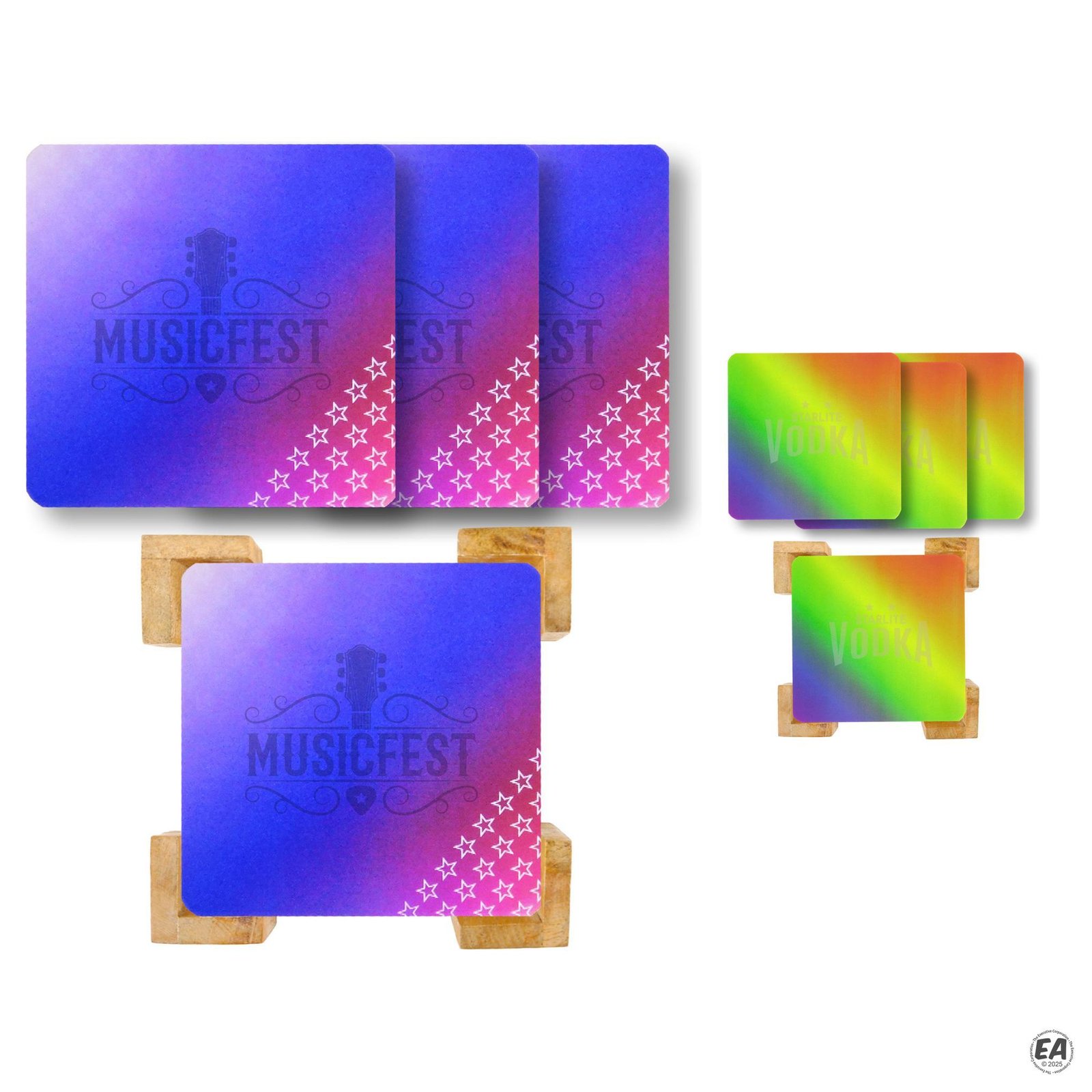 The Illusionist Lenticular Coaster: 4 Pc. Set in Bamboo Stand