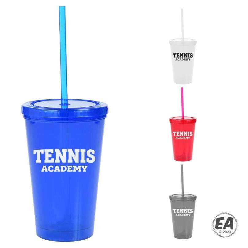 16 oz. Double Wall ECO Plastic Straw Tumbler
