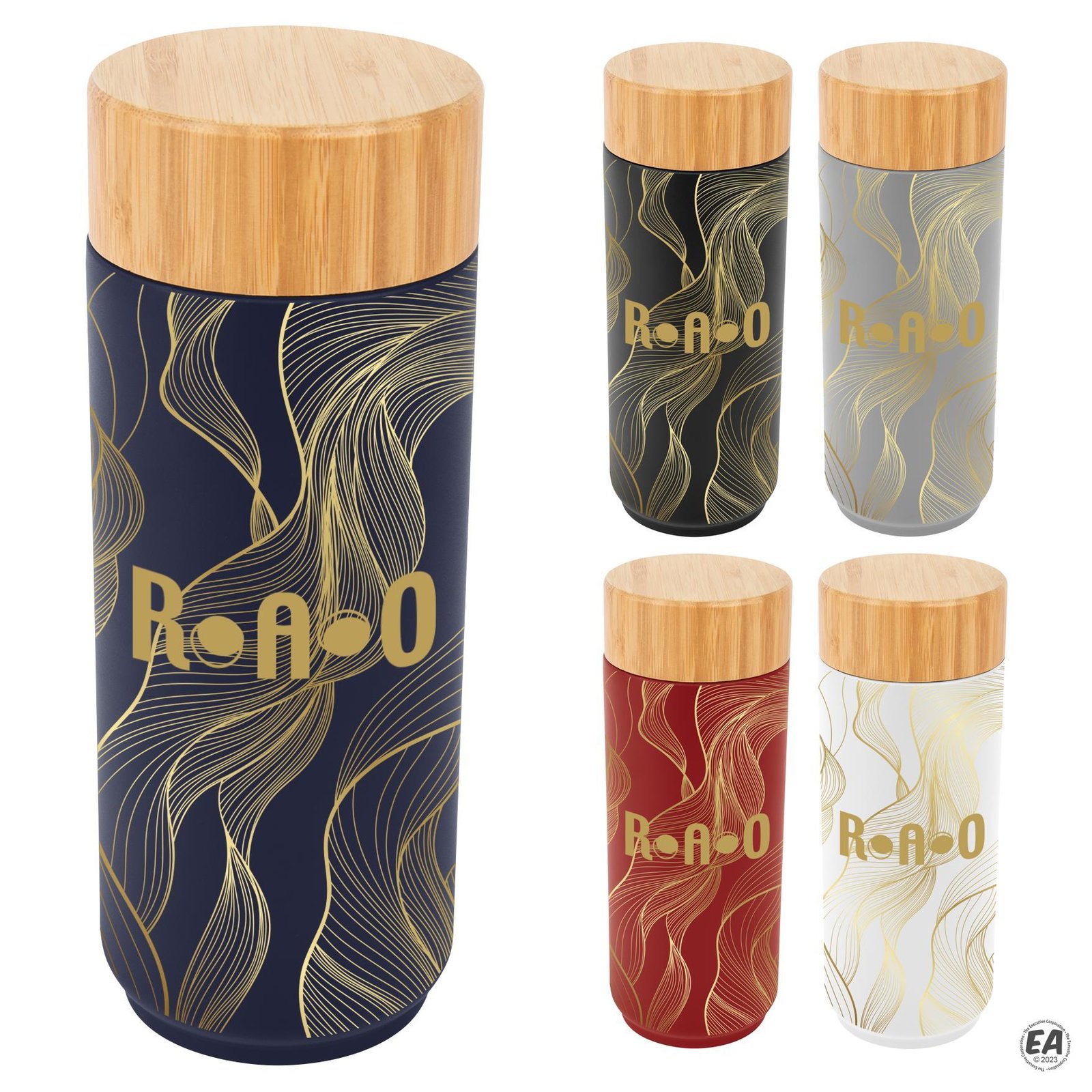16 oz. Full Color Wrap Stainless Steel Lexington Bottle with Bamboo Lid