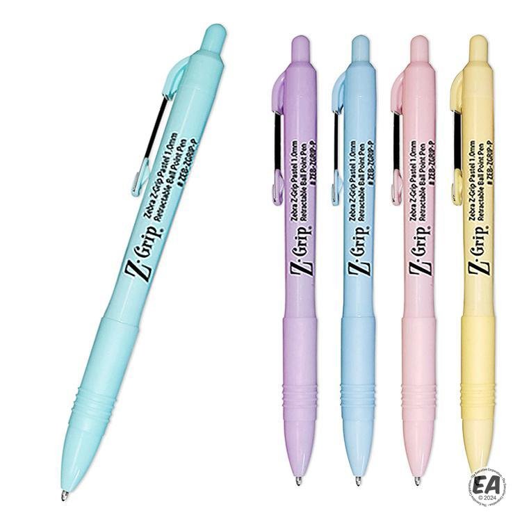 Zebra Z-Grip Pastel Click Pen with Rubber Grip