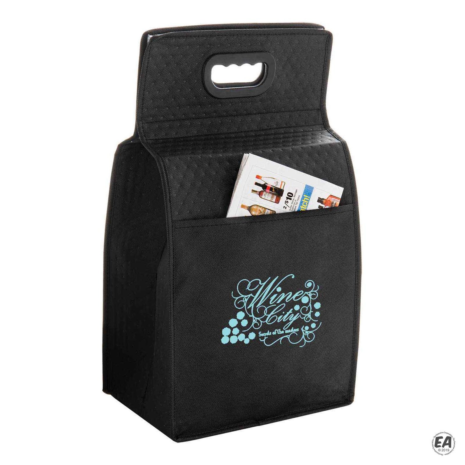 Insulated 6-Bottle Wine Tote Bag with Pocket 10x19x7