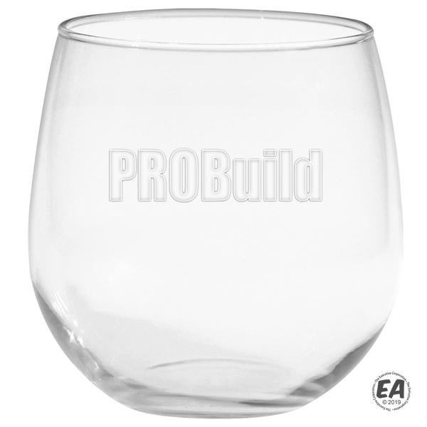 16.75 oz Stemless Red Wine Glass with Deep Etching