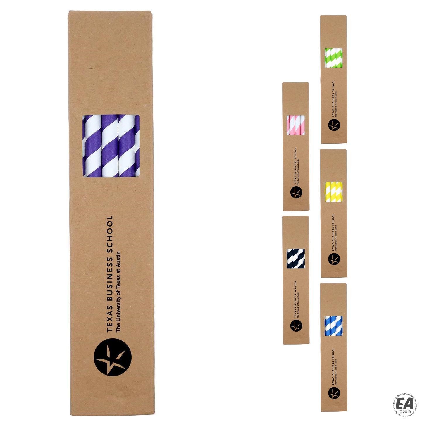 10 Pack Biodegradable Paper Straws in Paper Box (0.8 cm Diam)