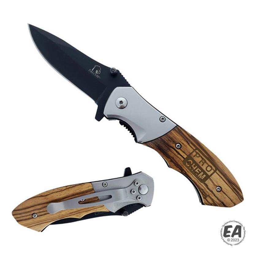 Black Blade Zebra Wood Handle Pocket Knife