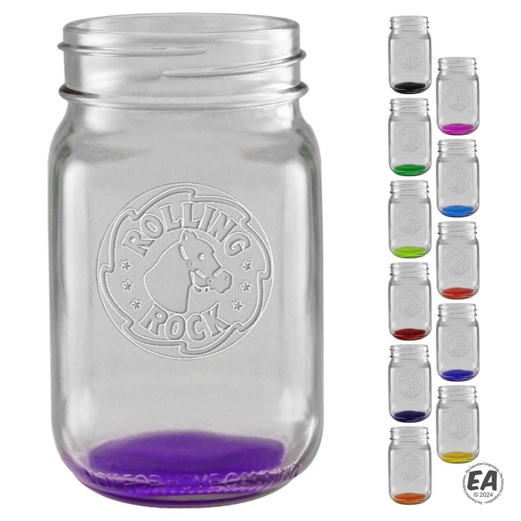 16 oz. Shindig Glass Jar with Deep Etching with Bottom Spray