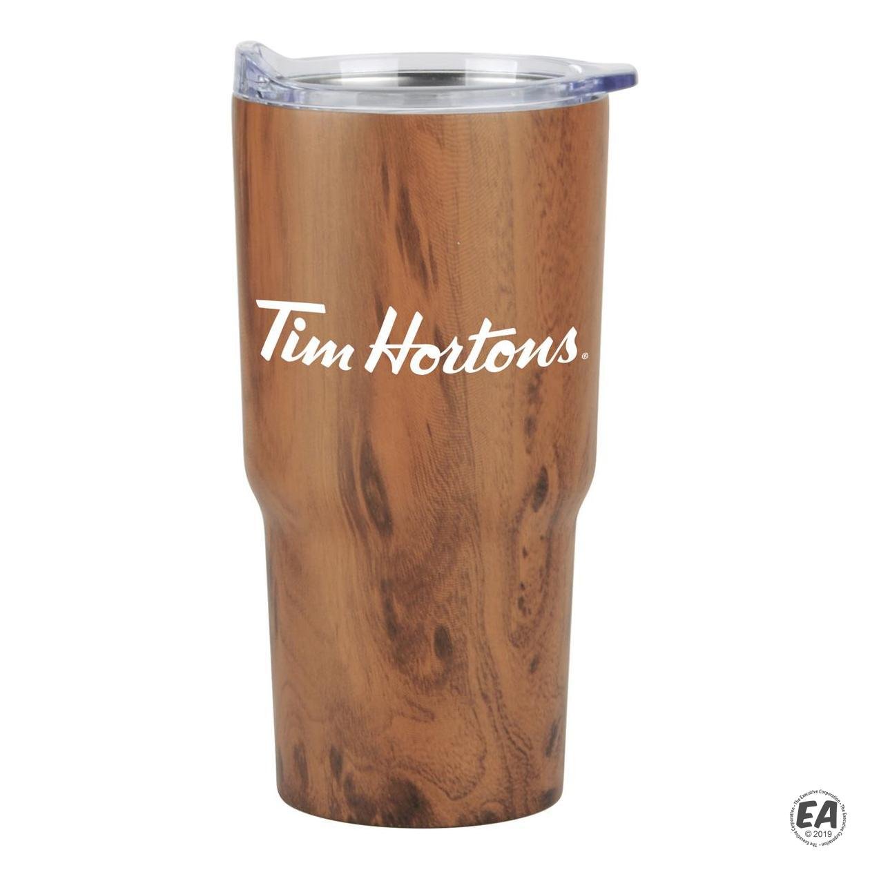 Contoured 20 oz Wood Tone Stainless Steel Tumbler