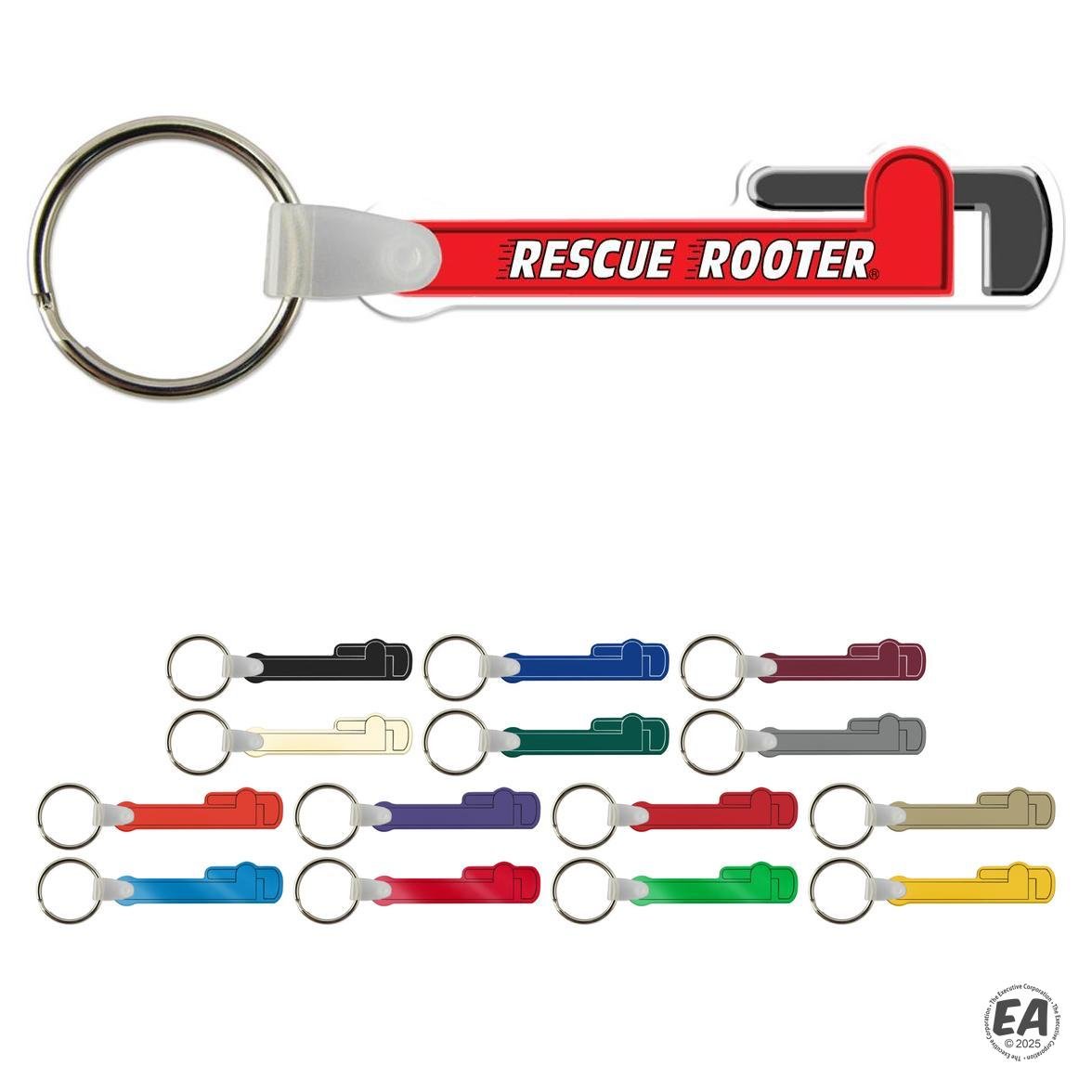 Pipe Wrench Shaped Vinyl Keychain - USA Made